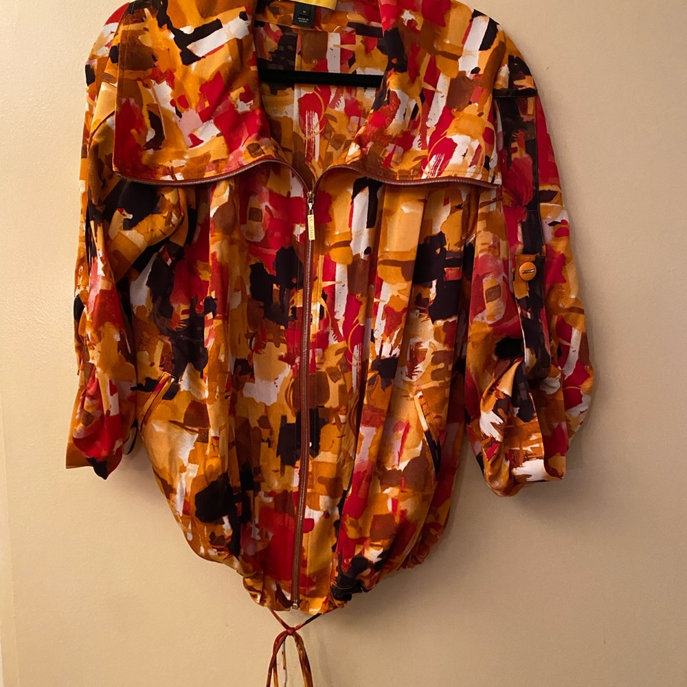 St John abstract Zip Top Sz M